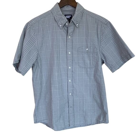 Lands' End Gray Plaid Button Down - Medium - Classic - Picture 1 of 4